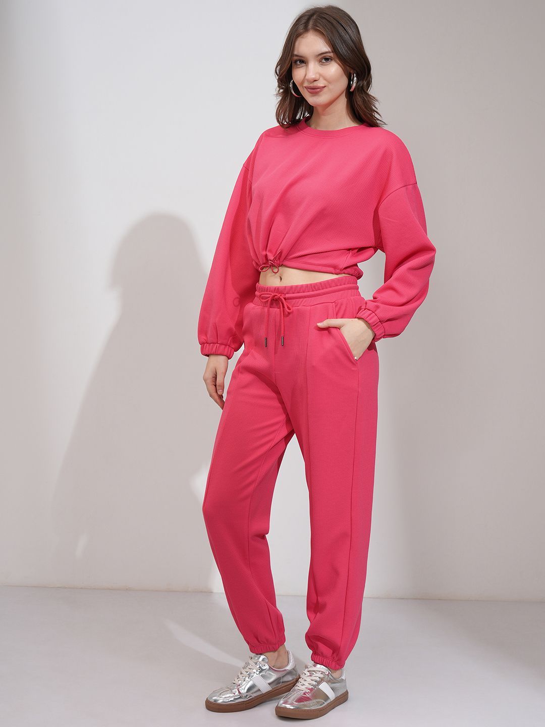 ESPYR By Tokyo Talkies Women Textured Top &  Jogger Co-Ord Set