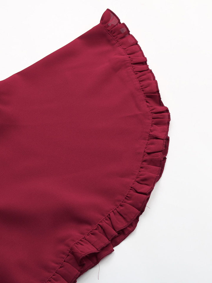 DressBerry Mandarin Collar Flared Sleeve Shirt Style Top