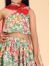 Cutiekins Girls Printed Ready to Wear Lehenga & Blouse With Dupatta