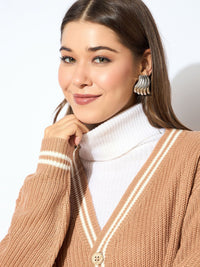 SASSAFRAS Women Acrylic Front-Open Oversized Sweater