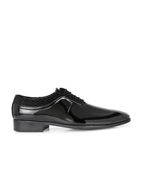 House Of Pataudi Men Black Faux Leather Formal Lace Up Derby