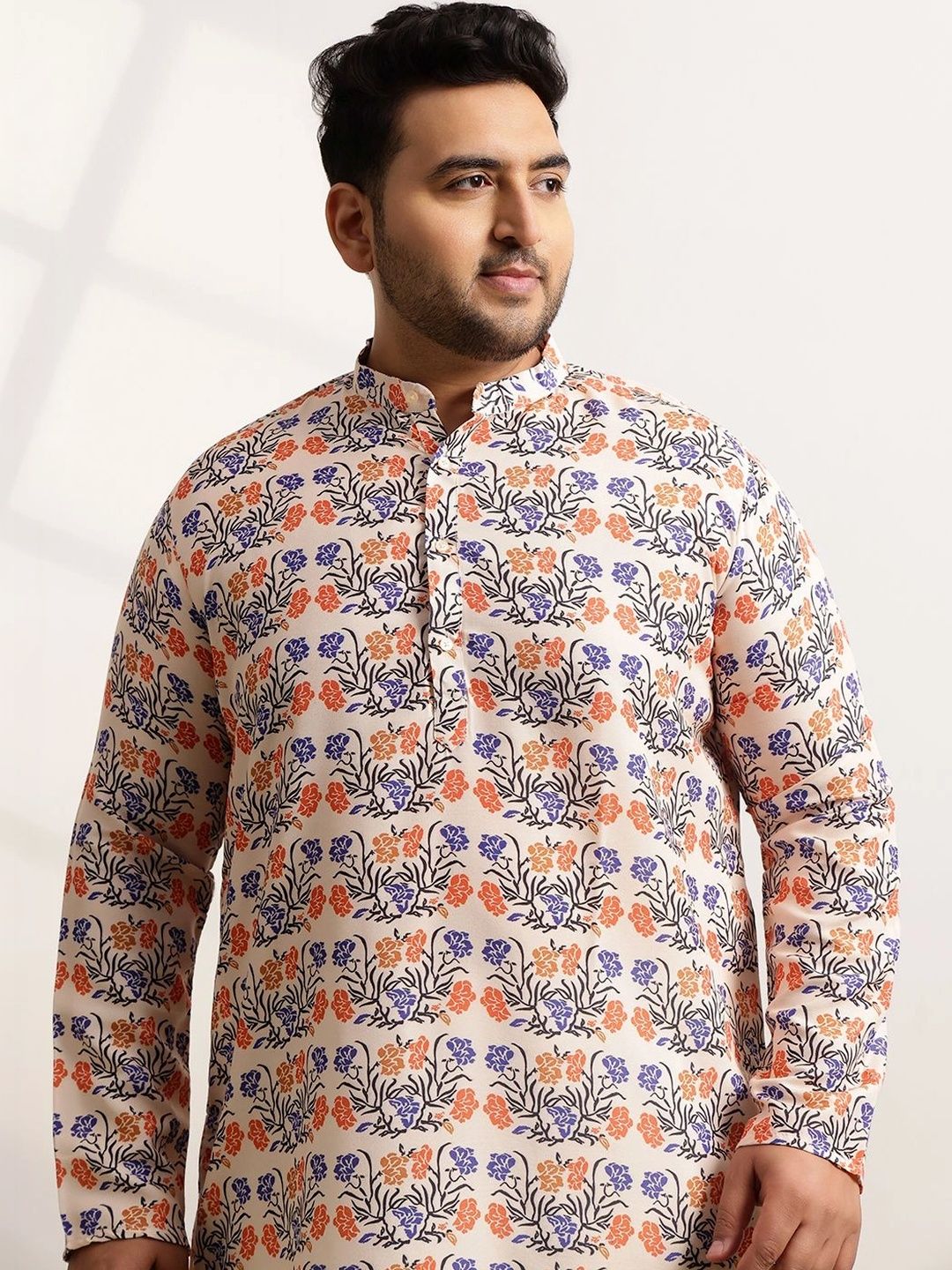 SOJANYA PLUS Men Floral Printed Regular Pure Cotton Kurta with Pyjamas