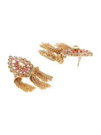 Anouk Gold-Plated Artificial Stones Studded Contemporary Shaped Drop Earrings