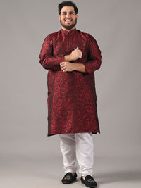 SOJANYA PLUS Size Geometric Woven Design Mandarin Collar Straight Kurta