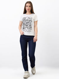 SPYKAR Women Regular Fit Floral Printed Round Neck Cotton T-shirt