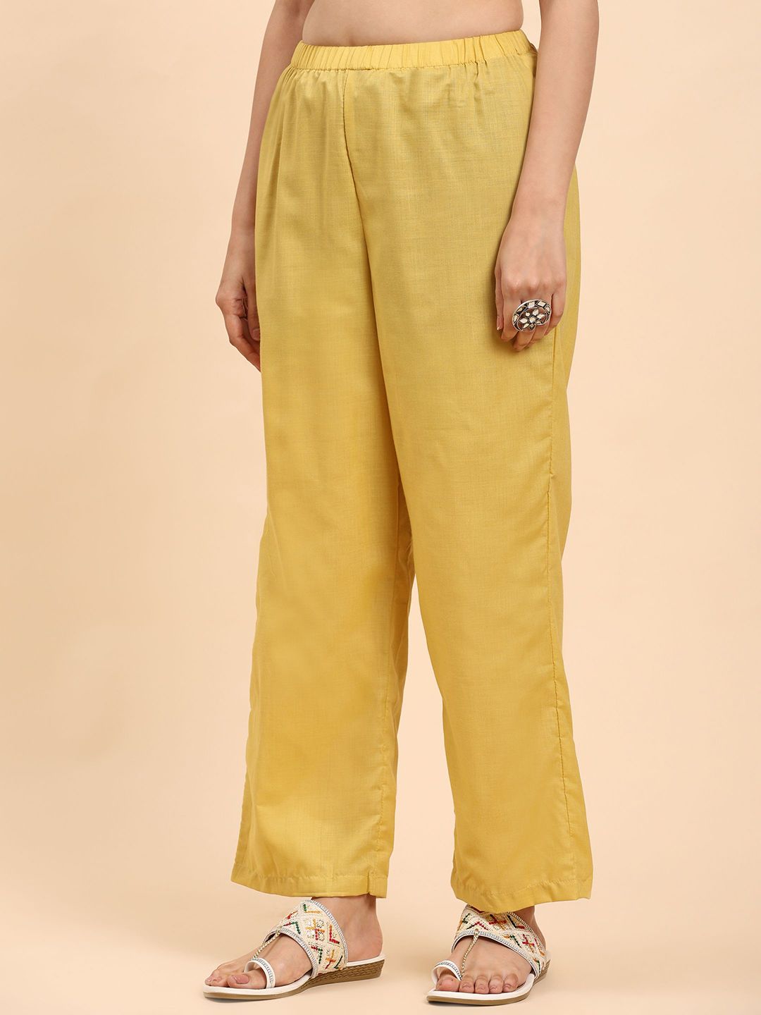 Mamicha Wanita Bercetak Kurta Kapas Tulen Biasa dengan Palazzos & Dengan Dupatta