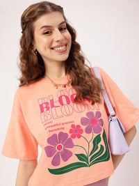 Feminine Blossom Beauty Printed Boxy T-shirt