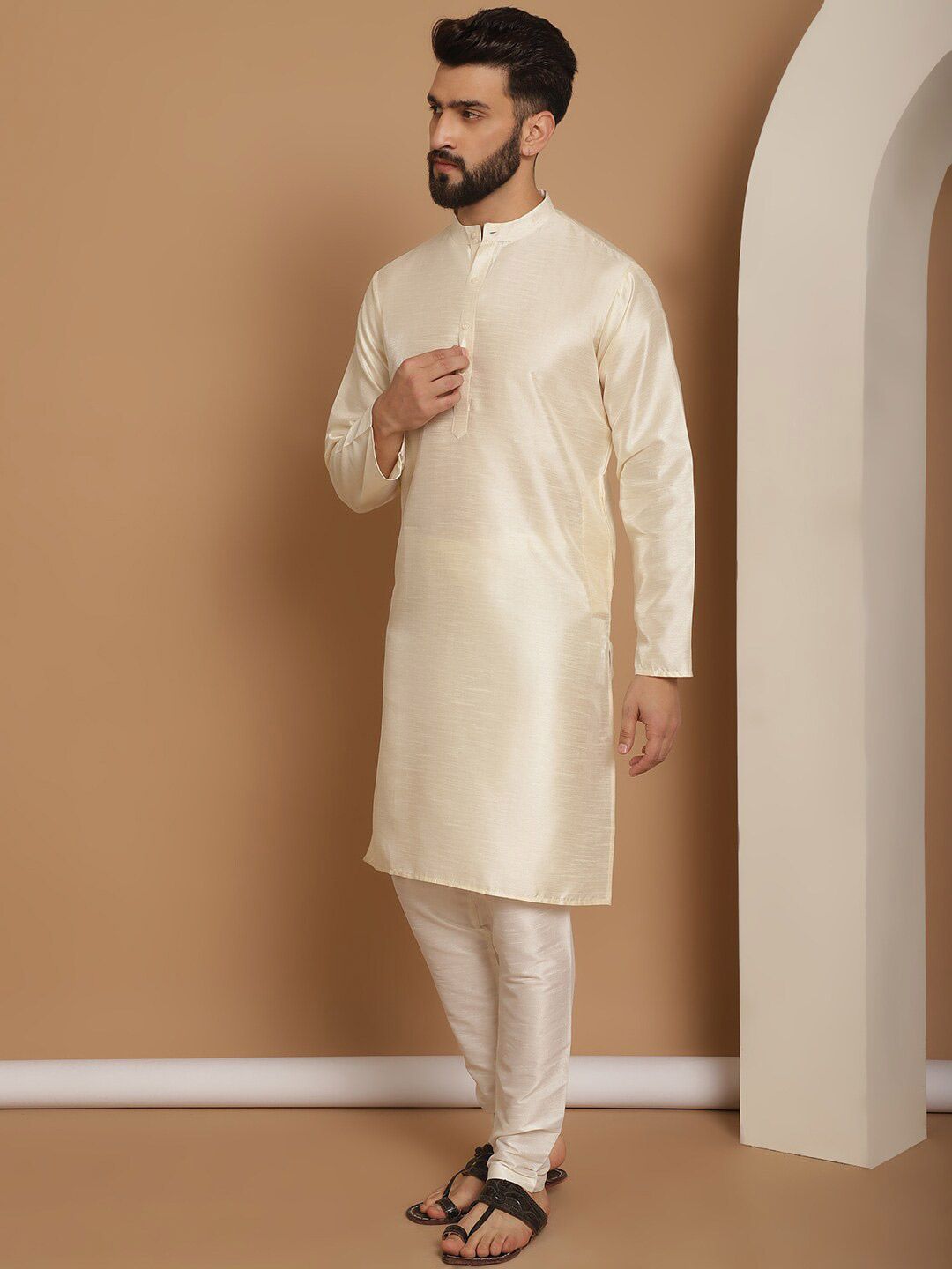 Anouk Men Regular Dupion Silk Kurta With Churidar