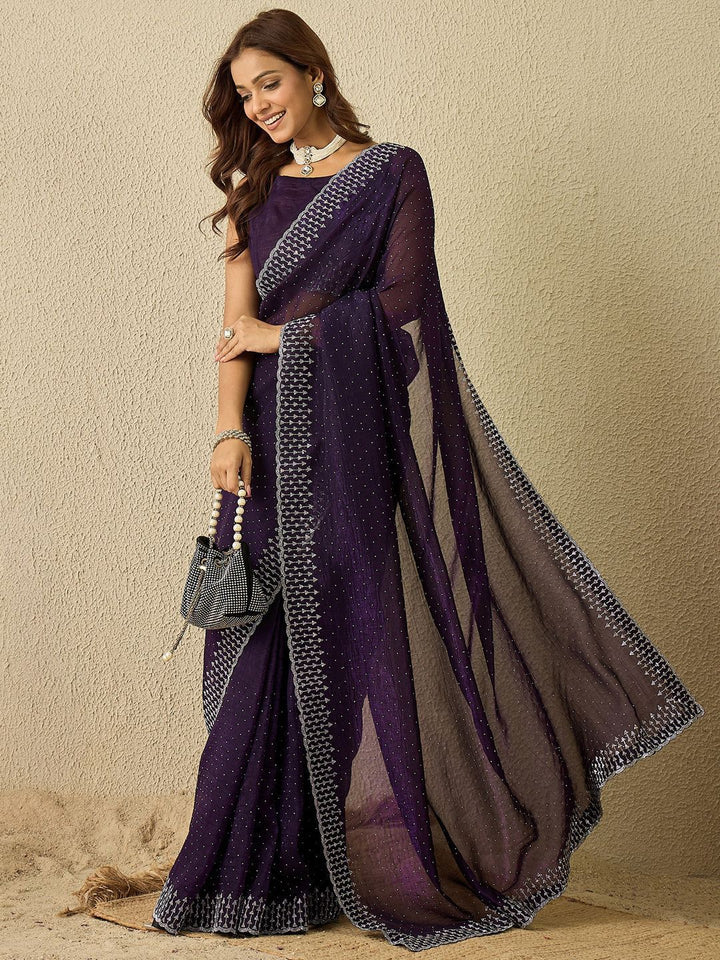 Saree mall Embellished Beads and Stones Organza Sarees