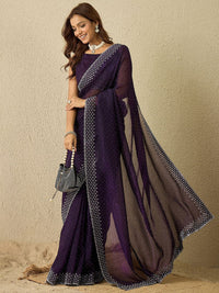 Saree mall Embellished Beads and Stones Organza Sarees