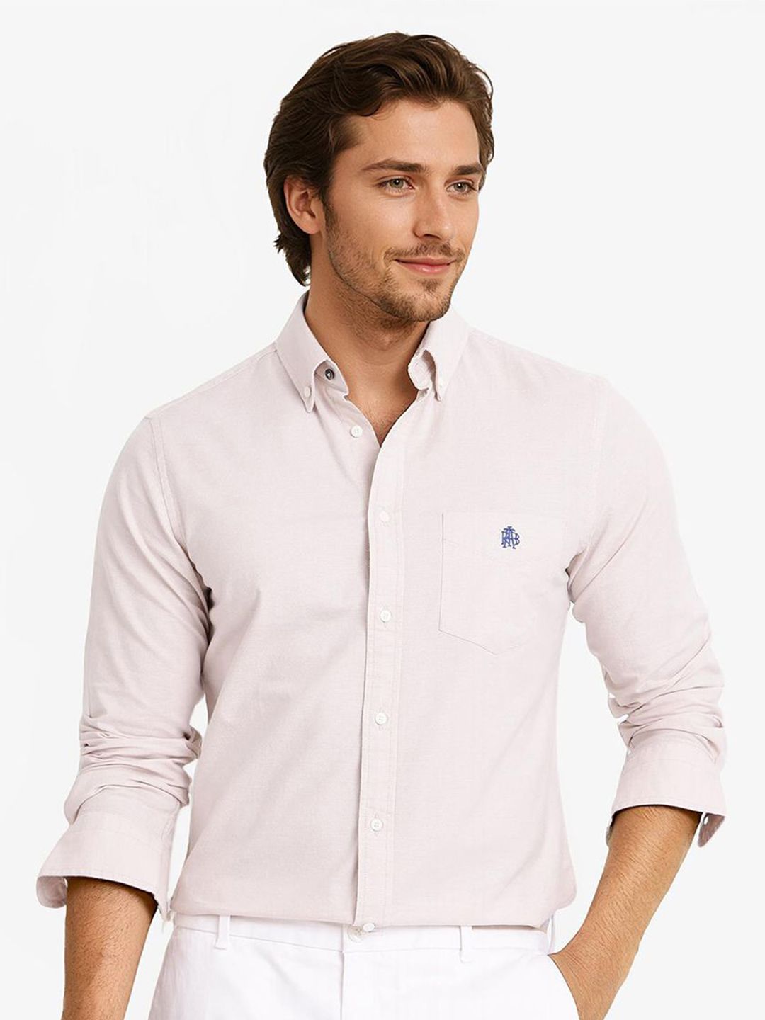 RARE RABBIT Men Comfort Spread Collar Solid Cotton Formal Shirt