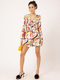 DressBerry Chromatic Chaos Pleated Smocked Mini Dress