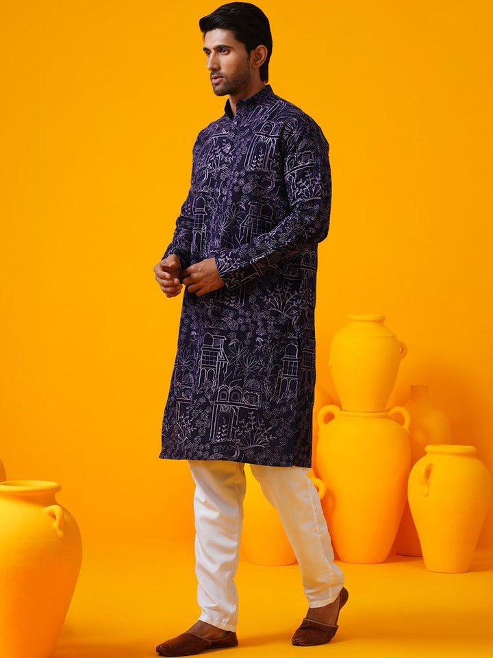 SOJANYA Ethnic Motifs Embroidered Mandarin Collar Thread Work Straight Kurtas