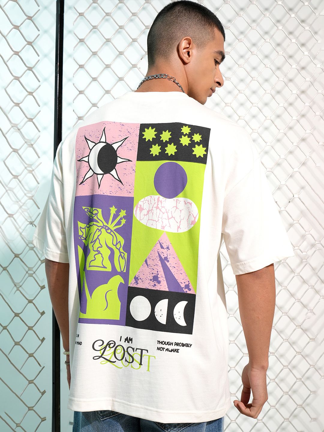 HIGHLANDER Graphic Printed Round Neck Cotton Oversized T-shirt
