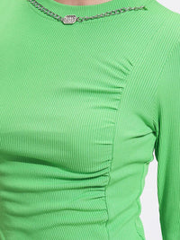 Tokyo Talkies Women Ribbed Mock Neck Fitted Top