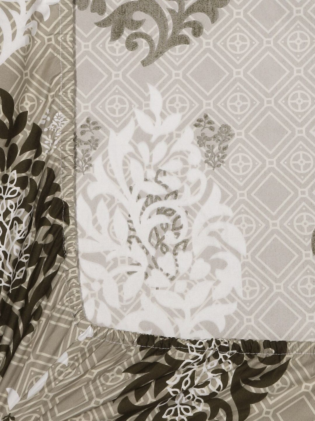 KLOTTHE  Brown Ethnic Motifs Printed 300TC Fitted Single Bedsheet With Pillow Cover