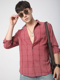 VASTRADO Men Classic Slim Fit Opaque Checked Casual Shirt