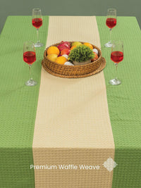 URBAN SPACE Green & Cream Anti-Slip Cotton 6-Seater Table Cover