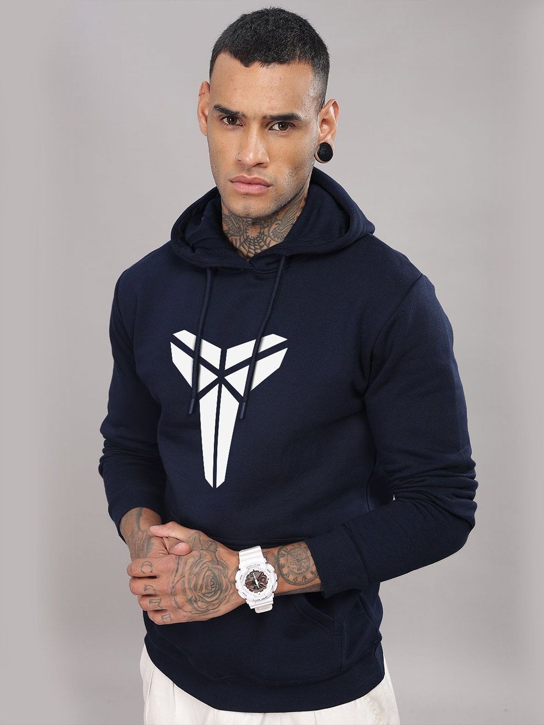 ADRO Men Printed Hooded Sweatshirt