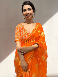 Saree mall Ready to Wear Printed Abstract Block Print Sarees