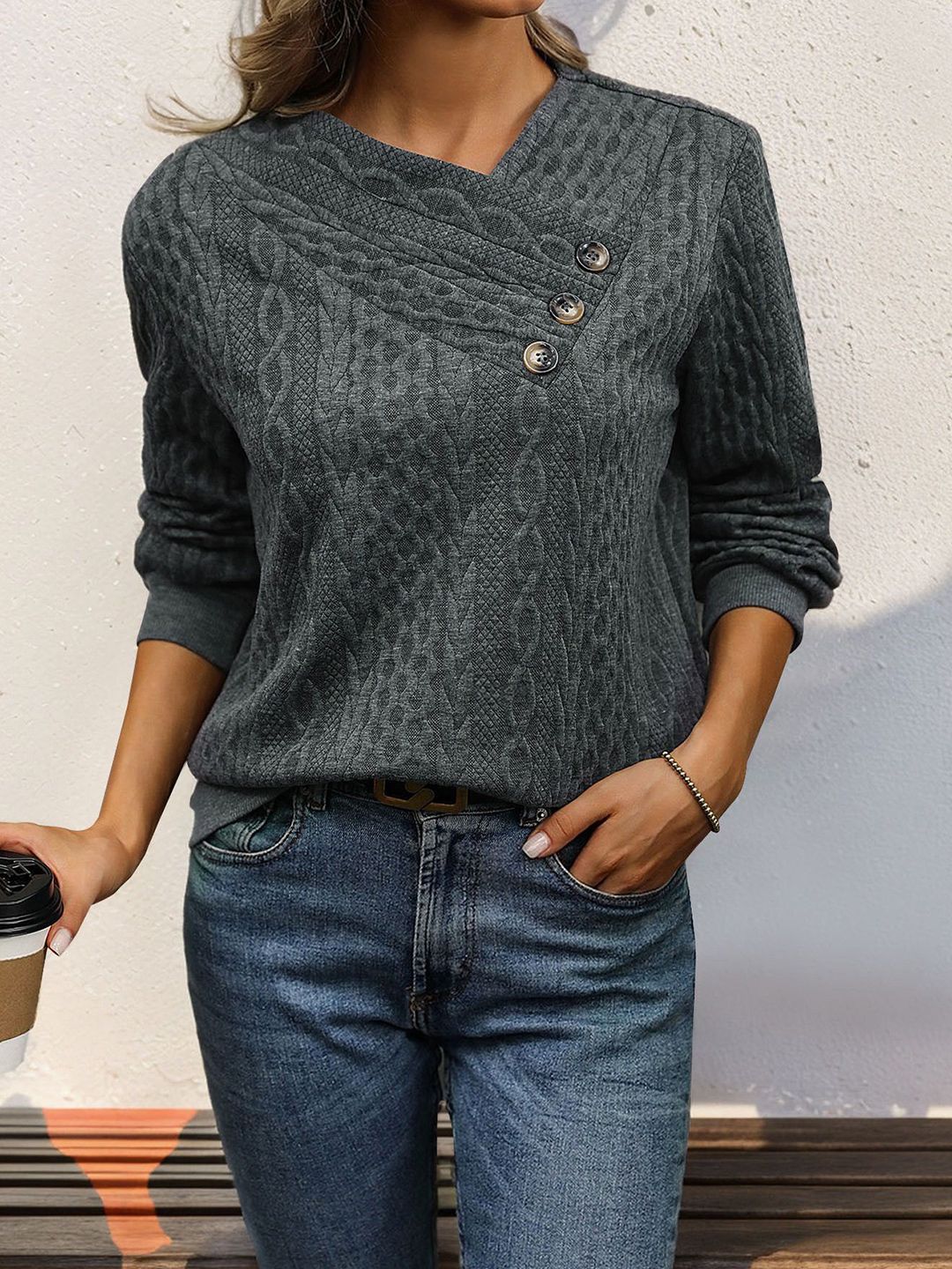 DressBerry Women Self Design V-Neck Top