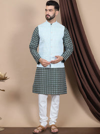 Anouk Green Ethnic Motifs Printed Straight Kurta with Churidar