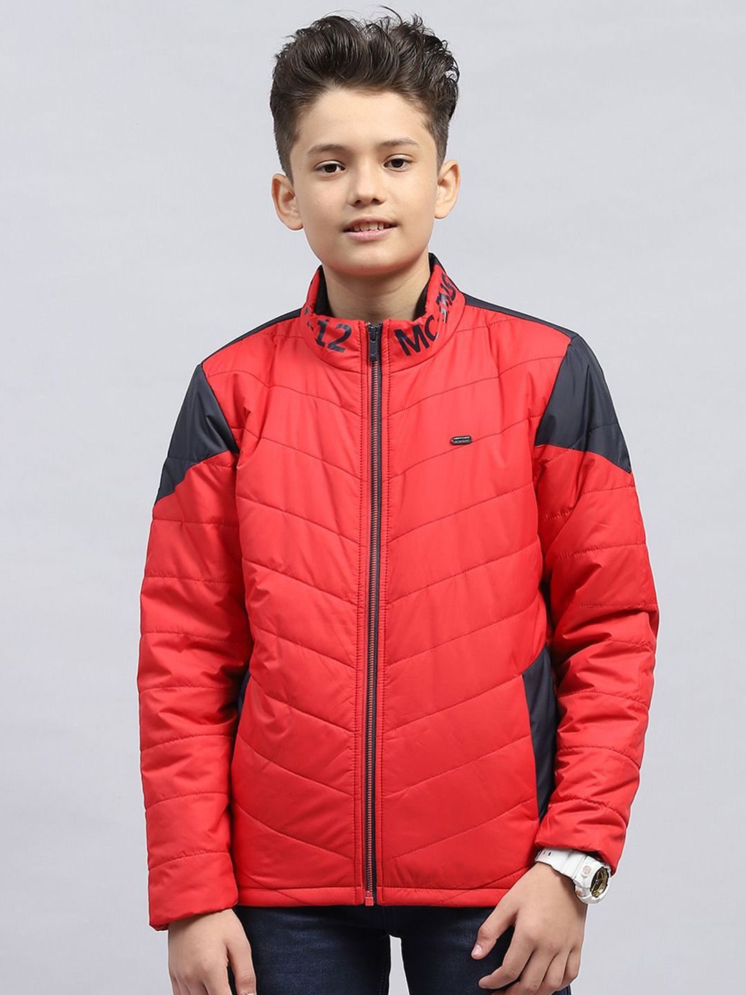 Monte Carlo Boys Mock Collar Colourblocked Casual Padded Jacket