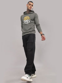 ADRO Lelaki Typography Printed Cotton Hooded Sweatshirt