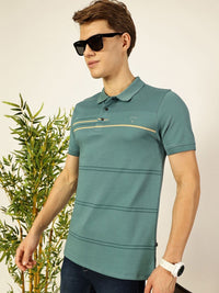 Thomas Scott Men Striped Polo Collar Cotton T-shirt