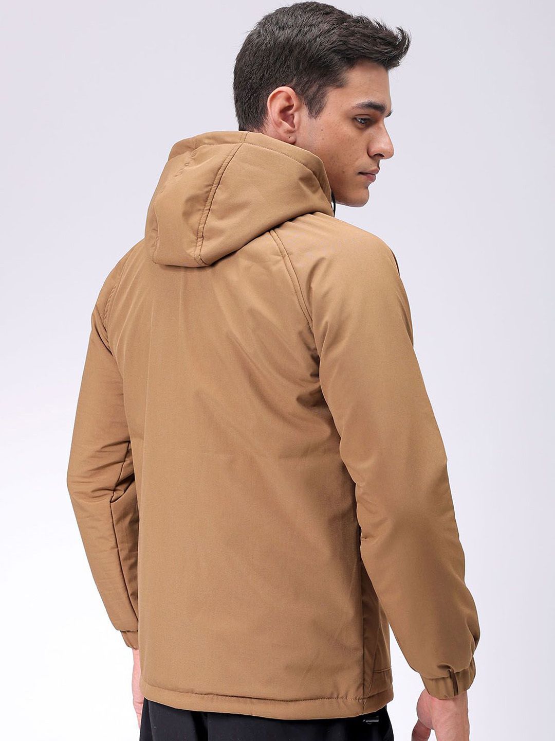 The Indian Garage Co Men Hooded Solid Puffer Utility Jacket