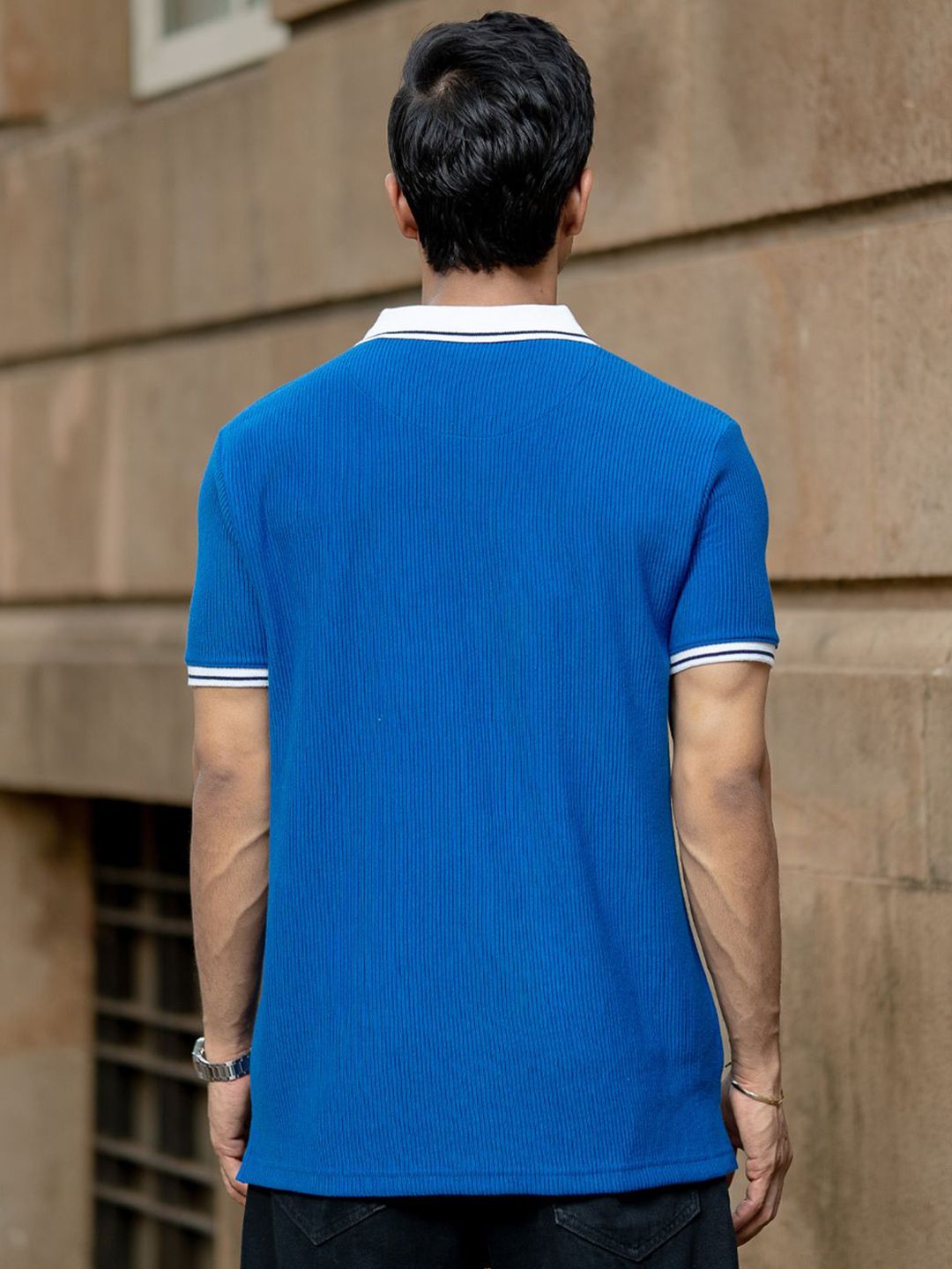 Powerlook SS25 Colourblocked Contrast Polo Collar T-Shirt