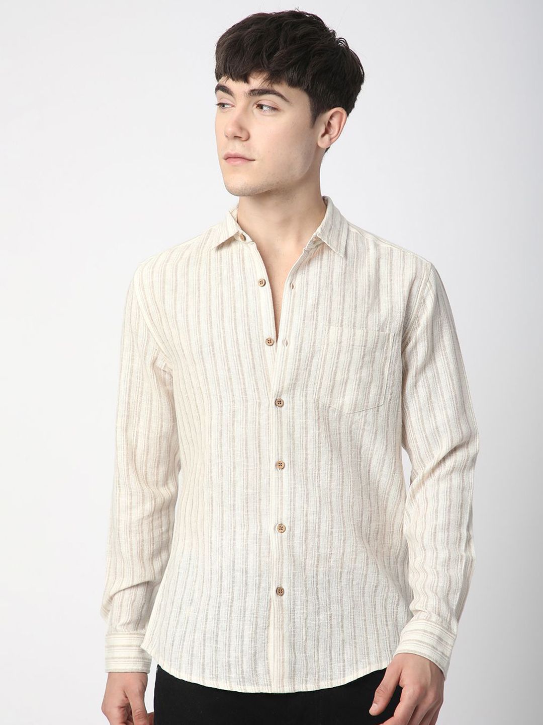 VASTRADO Men Classic Slim Fit Multi Stripes Opaque Striped Casual Shirt