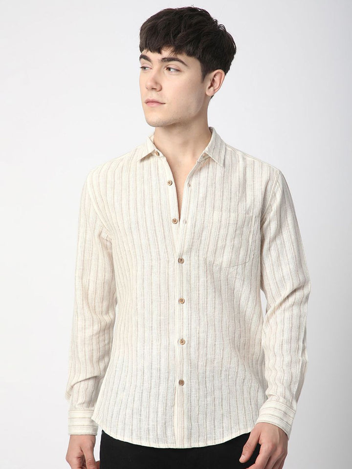 VASTRADO Men Classic Slim Fit Multi Stripes Opaque Striped Casual Shirt