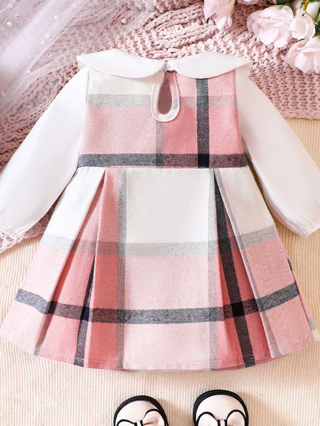 YK Girls Striped Fit & Flare Dress