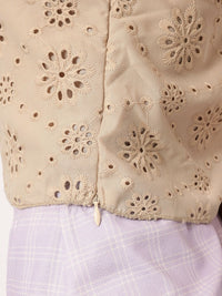 DressBerry Brunch Glamour One-Shoulder Schiffli Ruffled Top