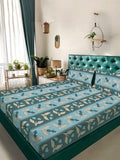 KLOTTHE Multicoloured Floral 300 TC King Bedsheet with 2 Pillow Covers