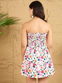 Berrylush Floral Print Off-Shoulder Fit & Flare Mini frock Dress