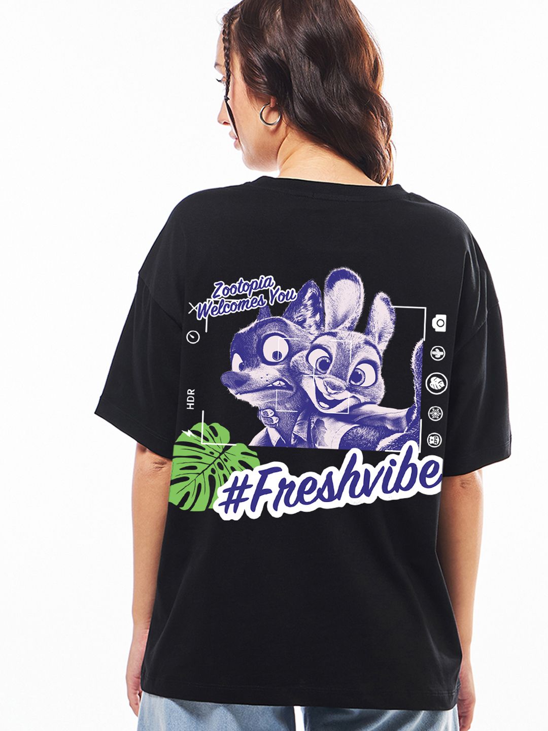 Bewakoof Official Disney Merchandise Women's Zootopia Graphic Printed Oversized T-Shirt