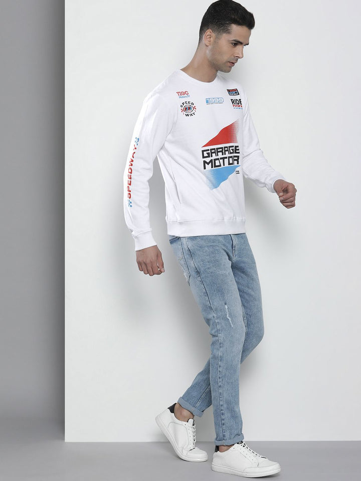The Indian Garage Co Men White Printed Sweatshirt