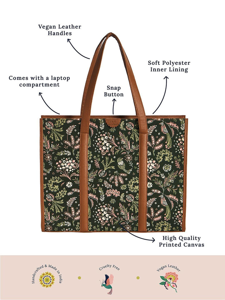 TEAL BY CHUMBAK Printed Shopper Handheld Bag with Fringed