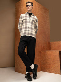 LOCOMOTIVE  Oversized Waffle Dobby Textured Checked Utility Pocket Overshirt