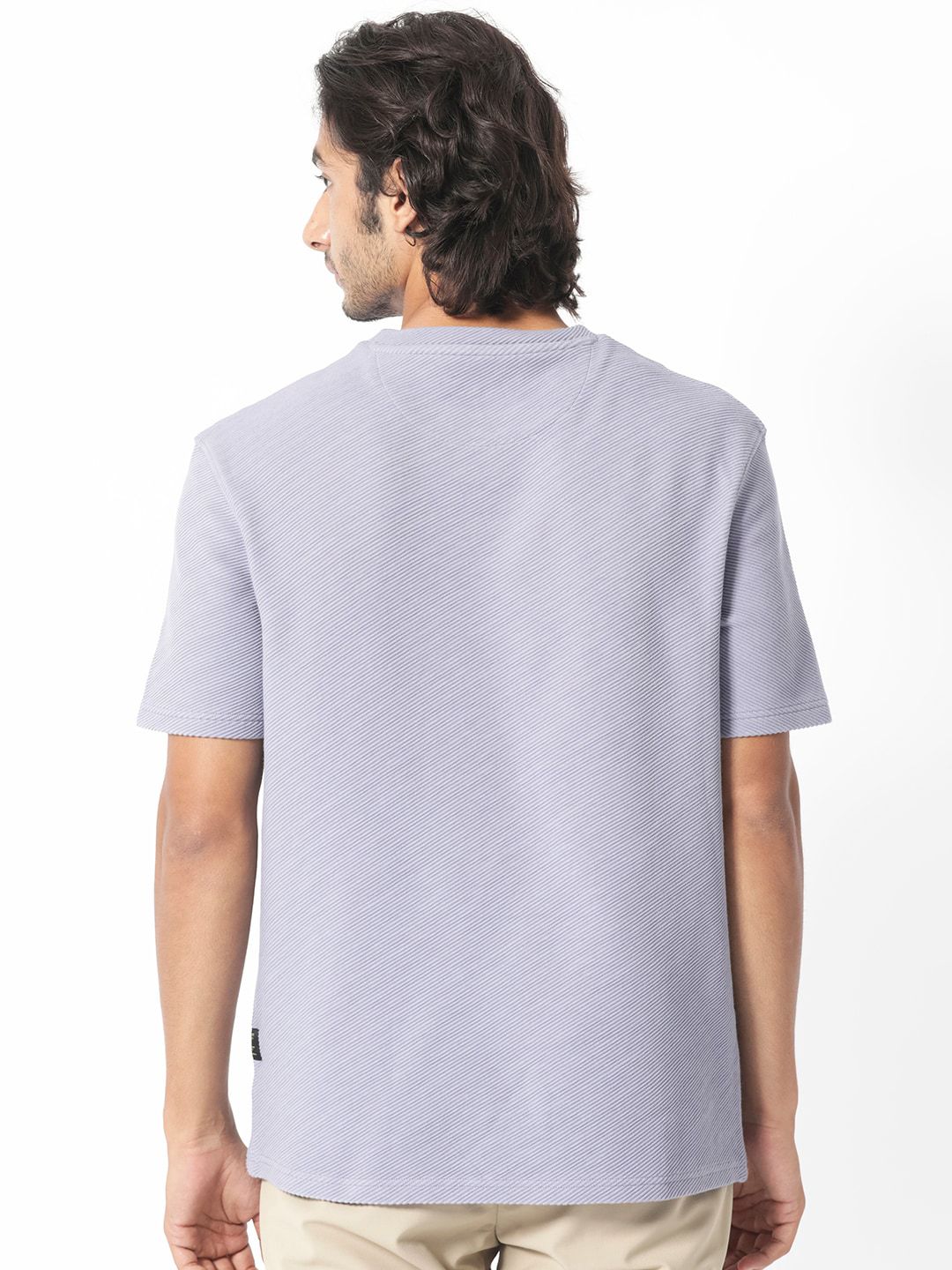 RARE RABBIT Men Cas Round Neck Slim Fit Cotton T-Shirt