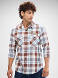 SPYKAR Men Tartan Checks Pocket Detailing Slim Fit Pure Cotton Casual Shirt
