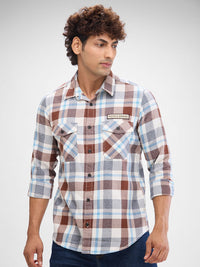 SPYKAR Men Tartan Checks Pocket Detailing Slim Fit Pure Cotton Casual Shirt