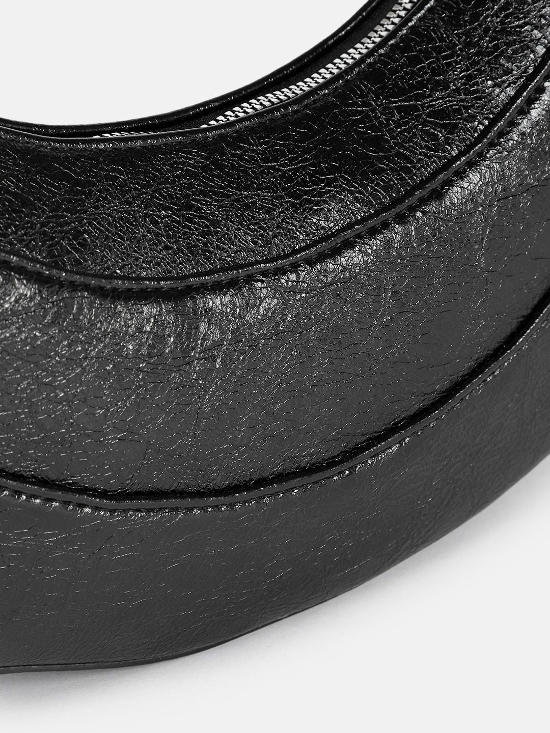 DressBerry Textured Half Moon Shoulder Bag with Bow Detail