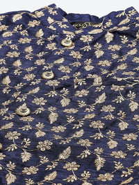 SOJANYA Men Cream-Coloured Chikankari Pure Cotton Kurta with Churidar & Nehru Jacket