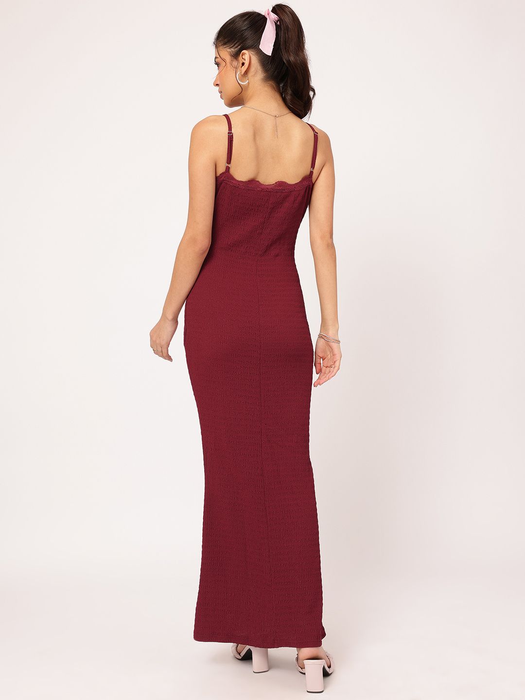 DressBerry Textured Luxe Lace Insert Maxi Dress