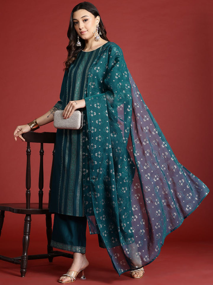 Anouk Tyohar Collection Printed Kurta with Palazzos & Dupatta