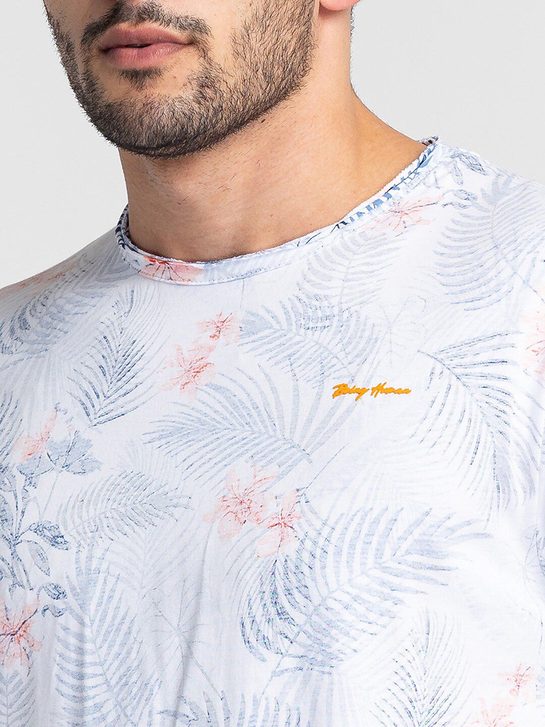 Being Human Tropical Printed Knitted Pure Cotton Casual T-shirt