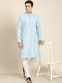 SOJANYA Men Blue & billowing sail Thread Work Kurta